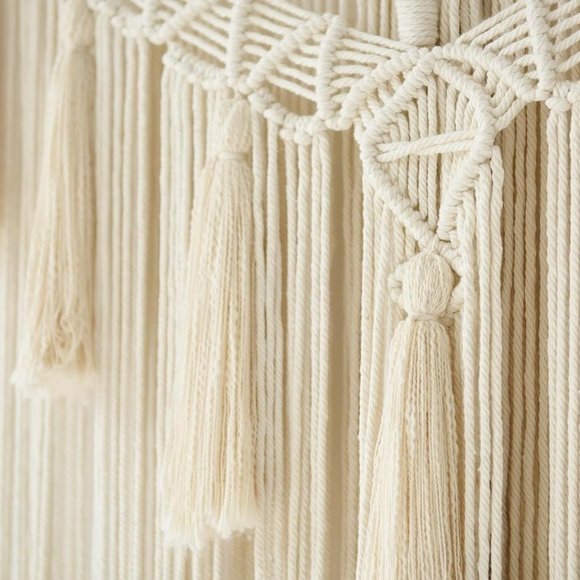 Boho Macrame Woven Handmade Craft Mid Century Modern Hanging Tassel Room Decor - Picture 5 of 8